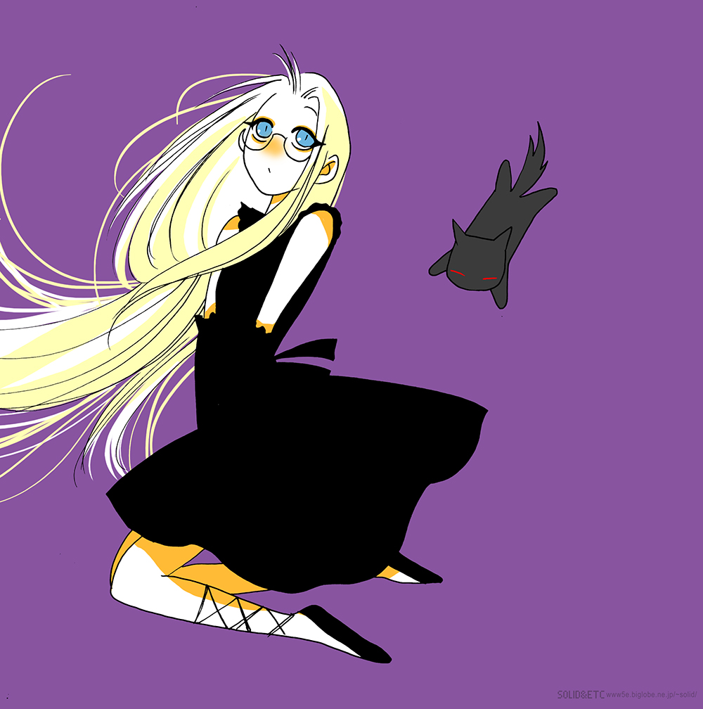 artist_name blonde female hellsing integra_hellsing long_hair glasses solo text toshimichi_yukari