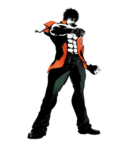 1boy abs belt black_hair boots clenched_hands fingerless_gloves fujisawa_tomio full_body gloves miguel_caballero_rojo namco necklace_removed official_art open_clothes open_shirt pants pectorals shirt short_hair sleeves_rolled_up solo tekken tekken_tag_tournament_2