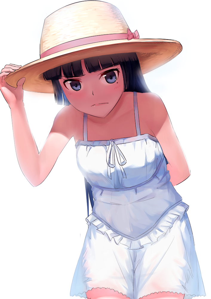 1girl black_hair blue_eyes dress gokou_ruri grey_no_haru hat long_hair mole ore_no_imouto_ga_konna_ni_kawaii_wake_ga_nai