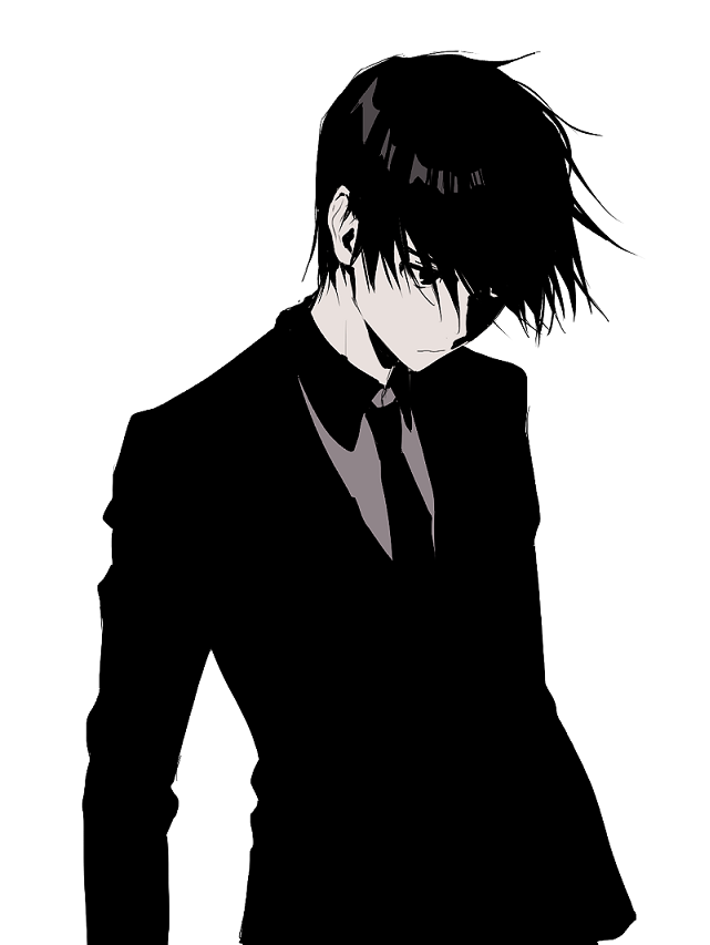 1boy bangs closed_mouth greyscale jacket looking_down monochrome natsu_natsuna necktie original serious shaded_face shirt simple_background solo upper_body white_background