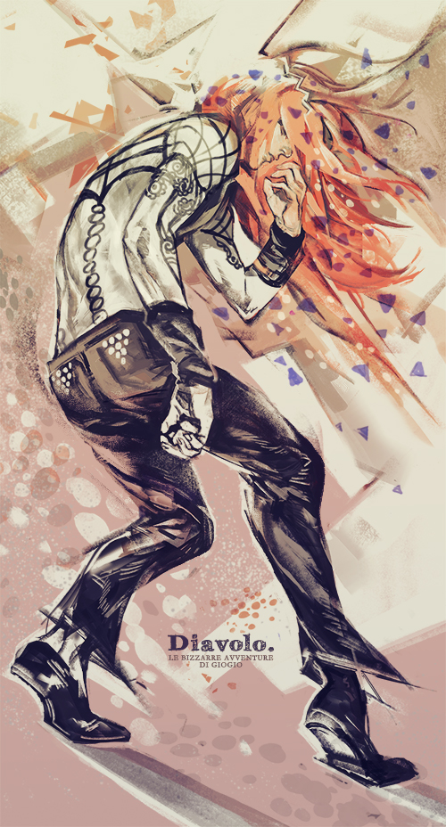 1boy diavolo jojo_no_kimyou_na_bouken long_hair redhead solo uko_(moi08)