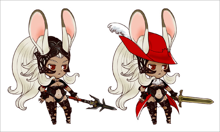 bunny_ears chibi final_fantasy final_fantasy_xii fran minami_ryou rabbit_ears red_mage sword viera weapon