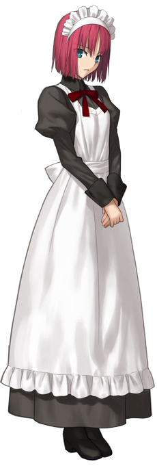 1girl apron blue_eyes hisui looking_at_viewer maid maid_apron maid_headdress official_art redhead short_hair solo transparent_background tsukihime