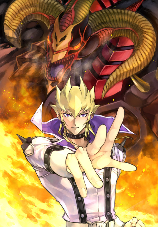 commentary_request duel_monster jack_atlas kirishima_(domipika) red_dragon_archfiend yuu-gi-ou yuu-gi-ou_5d's yuu-gi-ou_arc-v