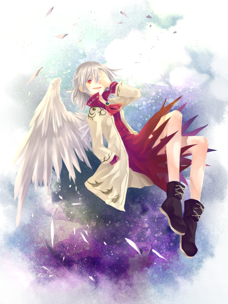 1girl hand_over_eye kishin_sagume ko_kita legacy_of_lunatic_kingdom single_wing tagme touhou wings