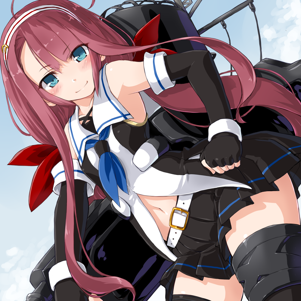 dd_(ijigendd) kantai_collection kawakaze_(kantai_collection) looking_at_viewer navel tagme