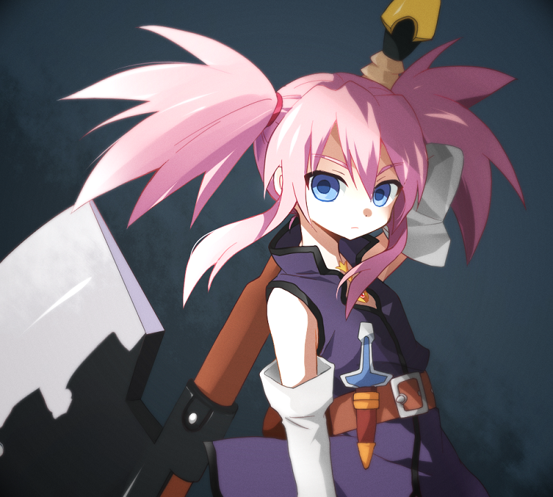 1girl axe battle_axe blue_eyes knife long_hair mochizuki_yomogi pink_hair presea_combatir solo tales_of_(series) tales_of_symphonia twintails weapon