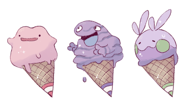 ditto food goomy grimer ice_cream ice_cream_cone no_humans pokemon