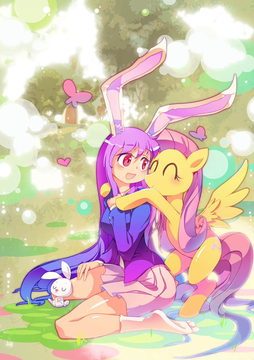 1girl crossover fluttershy highres my_little_pony reisen_udongein_inaba touhou xin_yu_hua_yin