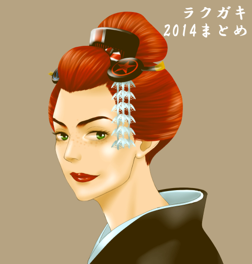 1girl 2014 alternate_hairstyle comb commander_shepard commander_shepard_(female) eyebrows freckles green_eyes hair_ornament japanese_clothes kimono lips lipstick makeup mass_effect necthassak nose portrait short_hair simple_background solo updo