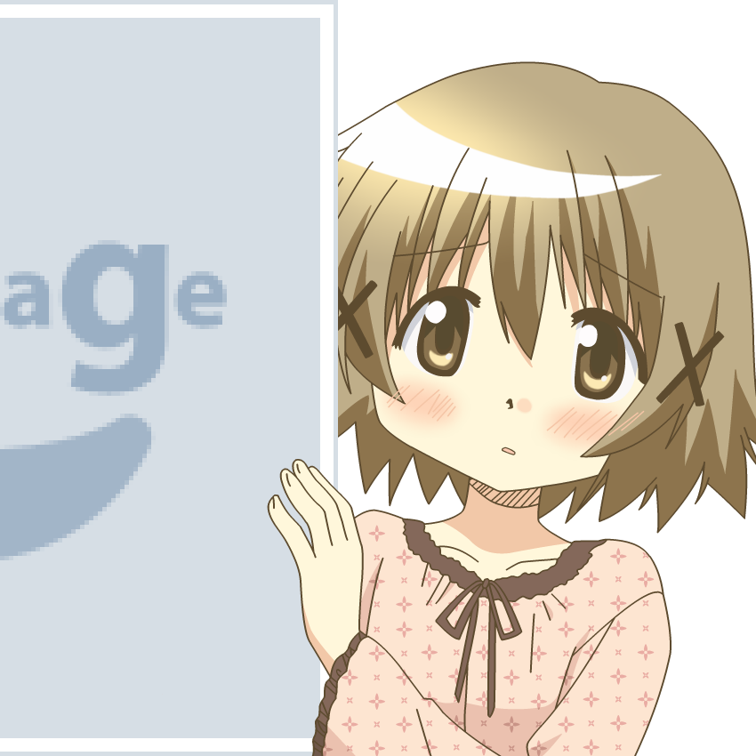 1girl blush brown_eyes brown_hair hair_ornament hairclip hidamari_sketch looking_at_viewer mugen_ouka no_image pixiv short_hair solo tagme yuno