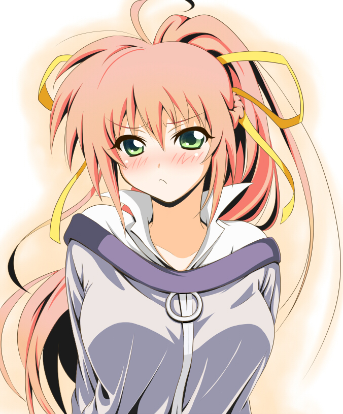 casual cute dansa green_eyes long_hair mahou_shoujo_lyrical_nanoha mahou_shoujo_lyrical_nanoha_a's mahou_shoujo_lyrical_nanoha_a's mahou_shoujo_lyrical_nanoha_strikers pink_hair ponytail signum tsundere