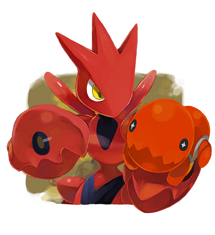 claws mikami no_humans pokemon pokemon_(creature) scizor trait_connection trapinch yellow_eyes