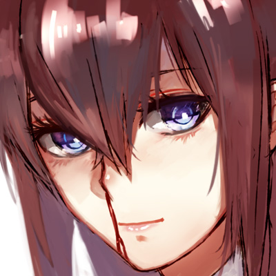 blood blue_eyes face hair_between_eyes kitsune_n lips looking_at_viewer lowres makise_kurisu nosebleed redhead solo steins;gate violet_eyes