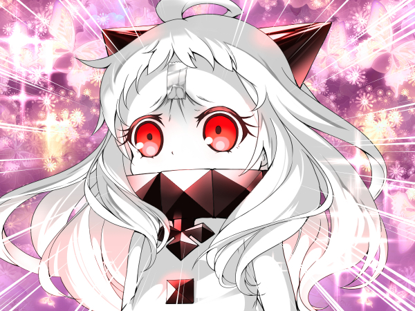 1girl ahoge commentary_request dress horns kantai_collection long_hair looking_at_viewer northern_ocean_hime red_eyes shinkaisei-kan solo tape white_dress white_hair white_skin youmou_usagi