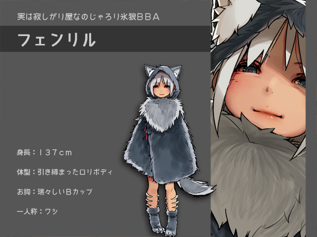 1girl animal_ears blue_eyes breasts kagamine-ikka looking_at_viewer multiple_views solo_focus tail white_hair wolf_ears wolf_tail