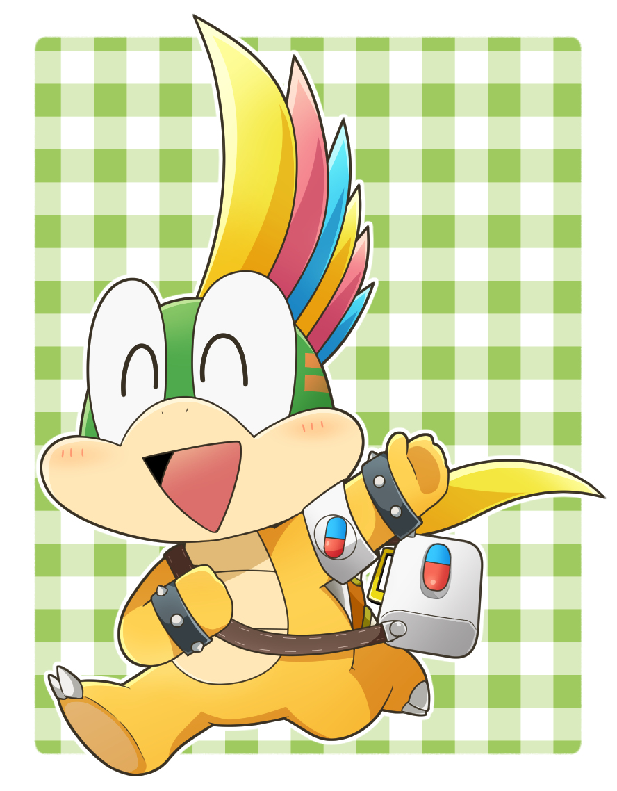 1boy artist_request dr._mario_(game) koopalings lemmy_koopa multicolored_hair pixiv smile solo super_mario_bros. super_mario_bros.