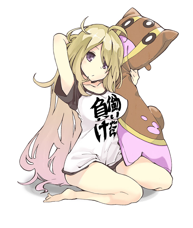 barefoot blonde_hair bottomless doll gastrodon kneeling makusu pokemon shirona_(pokemon) very_long_hair violet_eyes