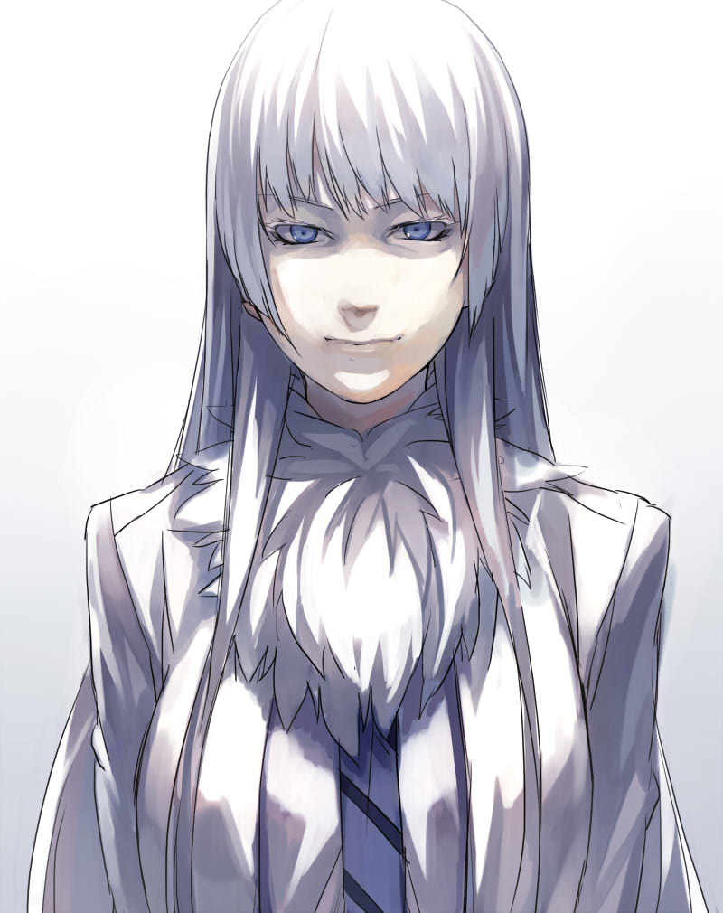 1girl blue_eyes character_request fur_trim jormungand koko_hekmatyar long_hair shikihara_mitabi solo white_hair