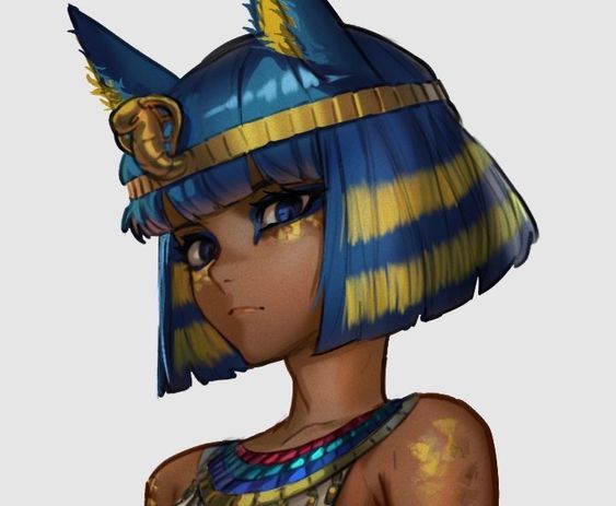 1girl animal_crossing animal_ears ankha_(animal_crossing) armlet armpit_crease backlighting bangs bare_shoulders belt blonde_hair blue_hair blunt_bangs blunt_ends bob_cut breasts cat_ears cat_girl cat_tail closed_mouth cropped daniel_deng dark-skinned_female dark_skin dress egyptian egyptian_clothes eye_of_horus eyelashes eyes_visible_through_hair facial_tattoo gradient gradient_background humanization large_breasts looking_at_viewer looking_away multicolored_hair non-web_source parted_lips ribs see-through_silhouette shiny shiny_skin short_hair sideboob simple_background slit_pupils solo source_request tail tattoo two-tone_hair upper_body usekh_collar violet_eyes white_dress