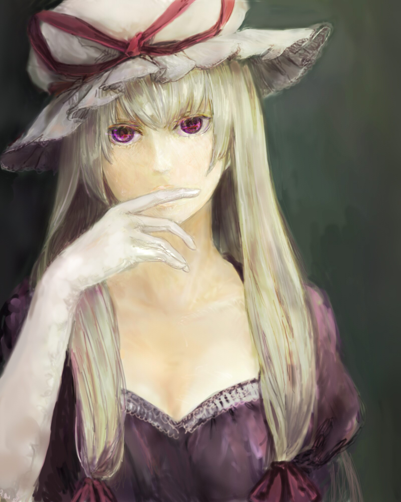 bad_id bust covering_mouth noki_(pixiv363792) nosaki_(pixiv363792) solo touhou yakumo_yukari