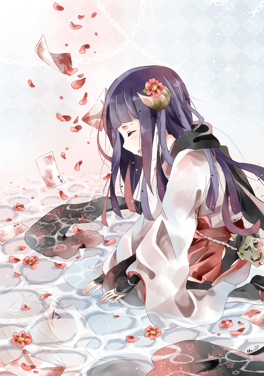 1girl flower hetiru highres inu_x_boku_ss long_hair miketsukami_soushi shirakiin_ririchiyo solo tales_of_(series)