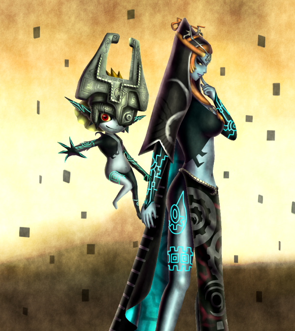 dual_persona gonzarez grey_skin helmet imp jewelry midna nintendo orange_hair red_eyes spoilers the_legend_of_zelda time_paradox twilight_princess