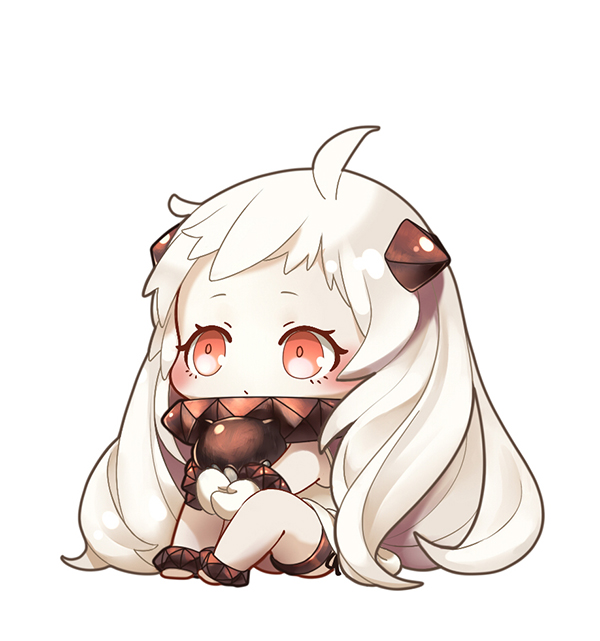 1girl artist_request chibi floating_fortress_(kantai_collection) kantai_collection northern_ocean_hime shinkaisei-kan sitting solo white_background