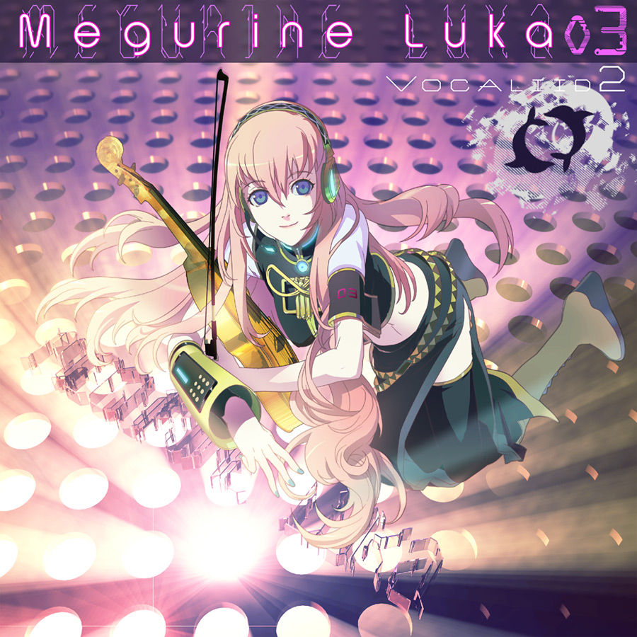 1ten alto blue_eyes boots headphones headset instrument long_hair megurine_luka midriff nail_polish pink_hair skirt smile solo thigh-highs thighhighs violin vocaloid