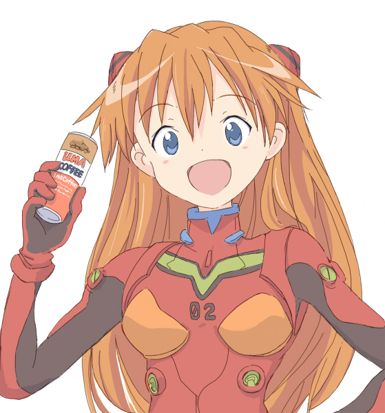 1girl coffee core_(mayomayo) neon_genesis_evangelion plugsuit shikinami_asuka_langley solo souryuu_asuka_langley ucc_coffee