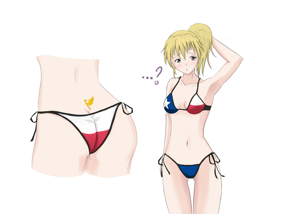 ass bikini blonde_hair butt_crack miang swimsuit tattoo umineko_no_naku_koro_ni ushiromiya_jessica