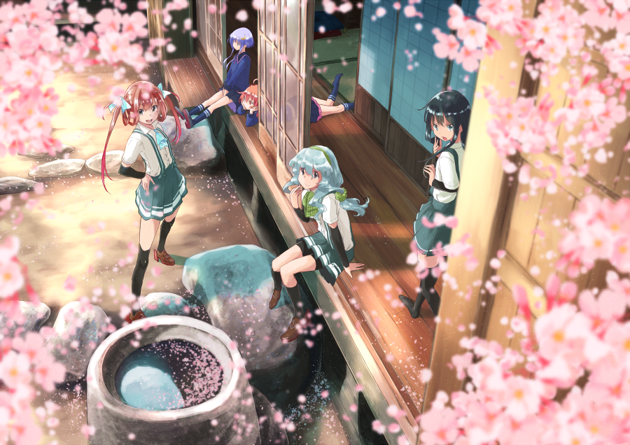 5girls asagumo_(kantai_collection) asashio_(kantai_collection) hallway kantai_collection lying matsutani multiple_girls on_stomach sitting tagme tatami uzuki_(kantai_collection) yamagumo_(kantai_collection) yayoi_(kantai_collection)