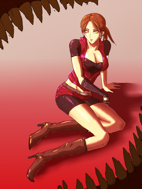 1girl breasts claire_redfield resident_evil resident_evil_2 sidelocks solo tagm