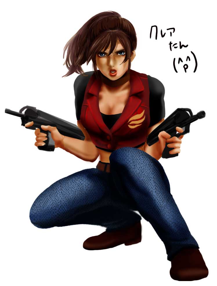 1girl breasts brown_hair claire_redfield denim resident_evil resident_evil_2 resident_evil_code:_veronica sidelocks solo tagme