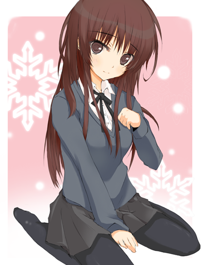 1girl amagami brown_hair deanoia kamizaki_risa long_hair pantyhose pleated_skirt school_uniform skirt solo sweater