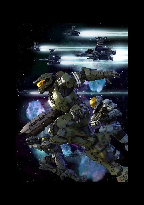 armor game gun halo_(game) helmet master_chief poster power_armor space spaceship