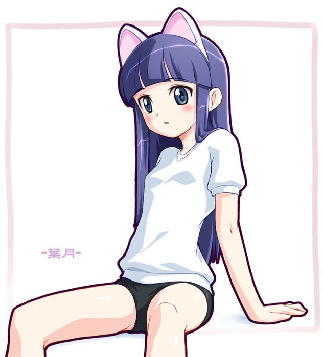 buruma cat_ears gym_uniform hazuki nekomimi purple_hair tsukuyomi_moon_phase tsukuyomi_moonphase violet_eyes