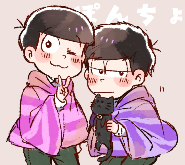 2boys brothers matsuno_ichimatsu matsuno_todomatsu multiple_boys osomatsu-kun osomatsu-san siblings tagme