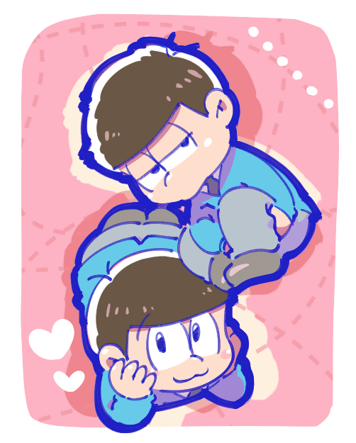 2boys :3 brothers chibi jitome male_focus matsuno_ichimatsu matsuno_todomatsu messy_hair multiple_boys osomatsu-kun osomatsu-san siblings