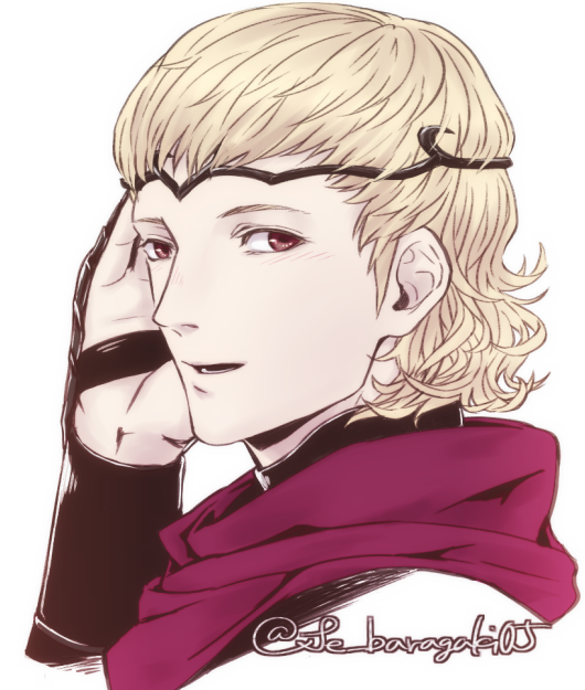 1boy blonde_hair fire_emblem fire_emblem_if open_mouth red_eyes siegbert_(fire_emblem_if) simple_background solo tiara white_background