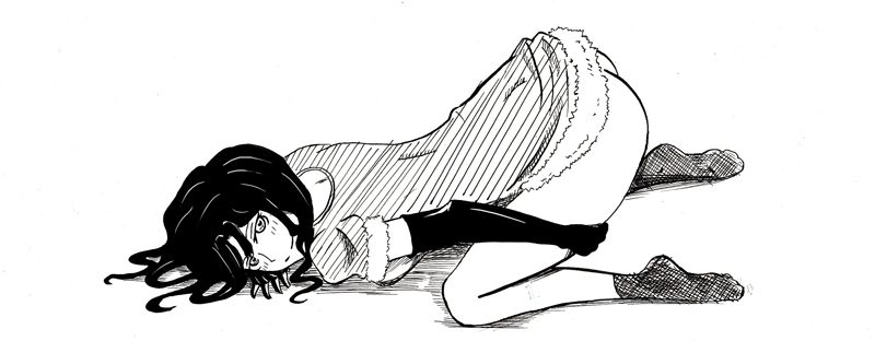 1girl amagami arched_back ass black_gloves black_hair elbow_gloves from_side fur_trim gloves hair_spread_out legs line_shading long_hair looking_at_viewer messy_hair monochrome no_hat no_panties santa_costume simple_background sketch smile socks solo takatou tanamachi_kaoru thighs top-down_bottom-up white_background