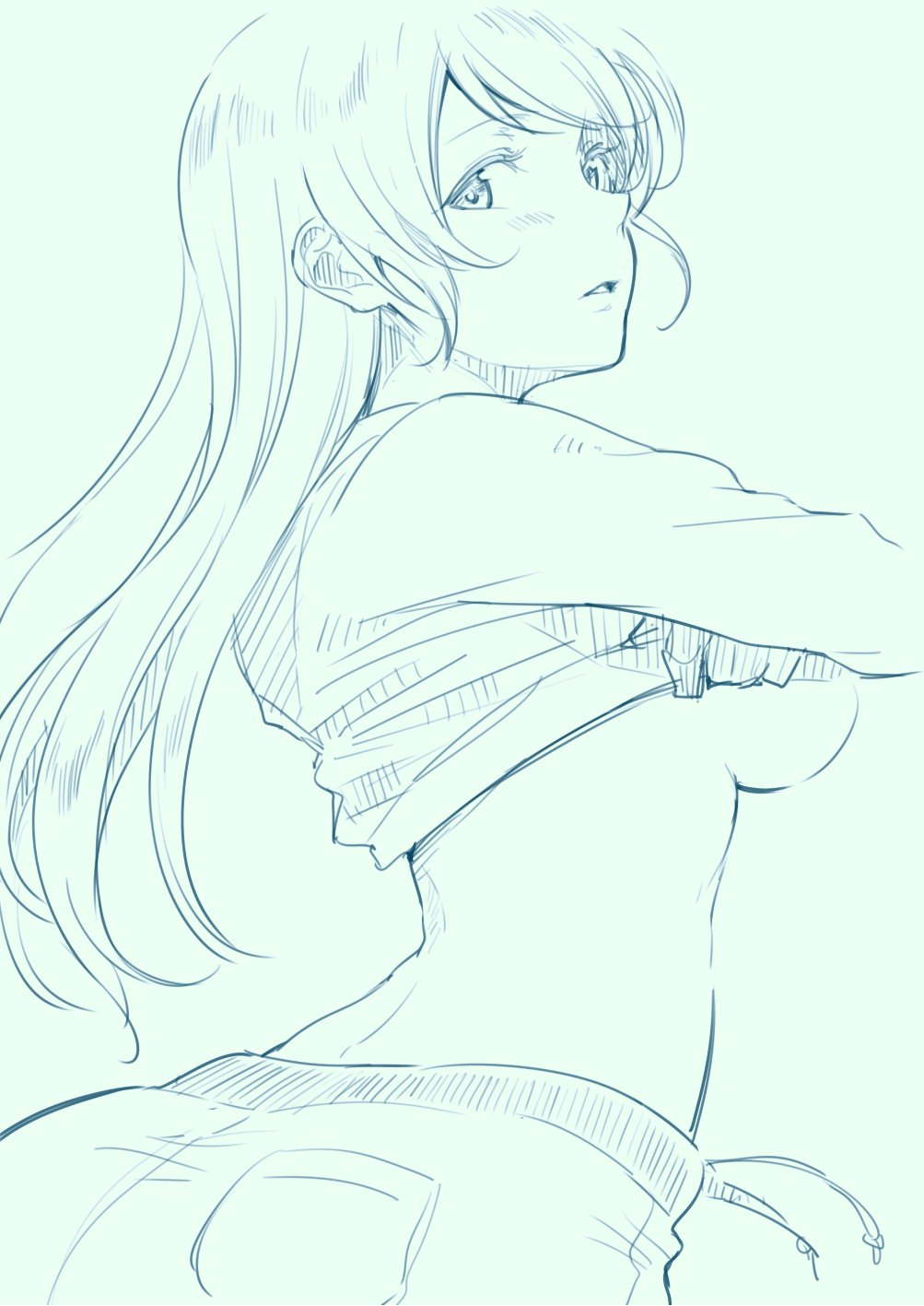 ayase_eli breasts highres love_live!_school_idol_project sketch under_boob undressing yukiiti