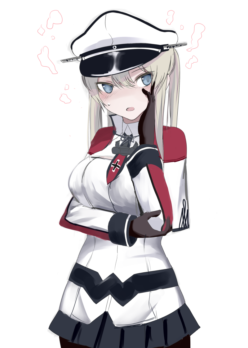 1girl blonde_hair blue_eyes capelet fujibejifu gloves graf_zeppelin_(kantai_collection) hat kantai_collection long_hair peaked_cap skirt solo twintails uniform