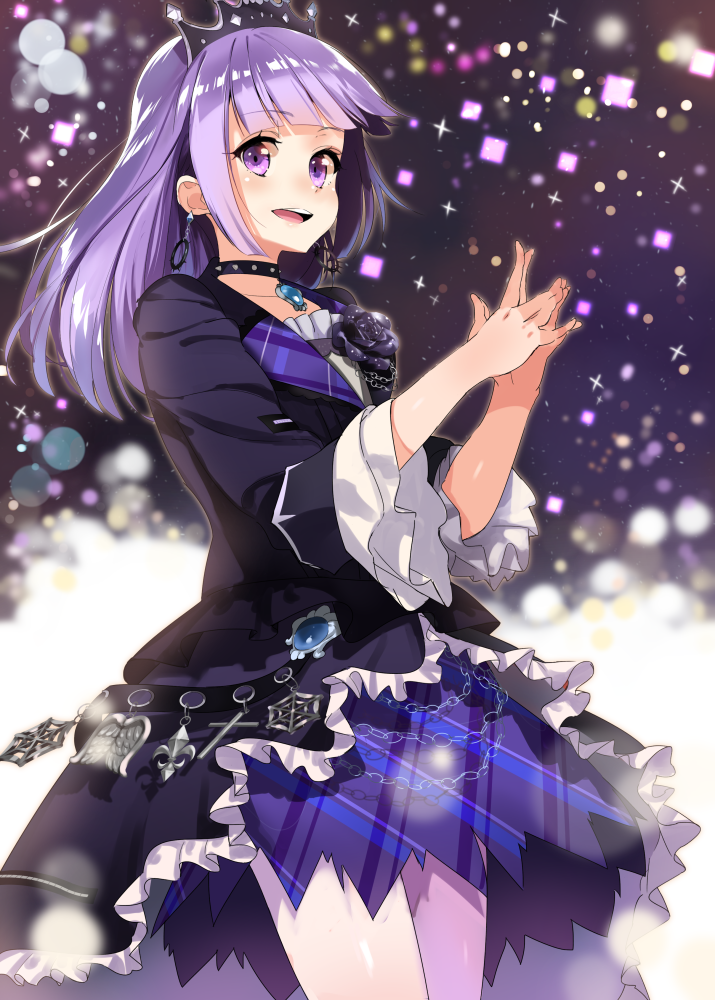 aikatsu! blush dress hikami_sumire long_hair purple_eyes smile violet_hair