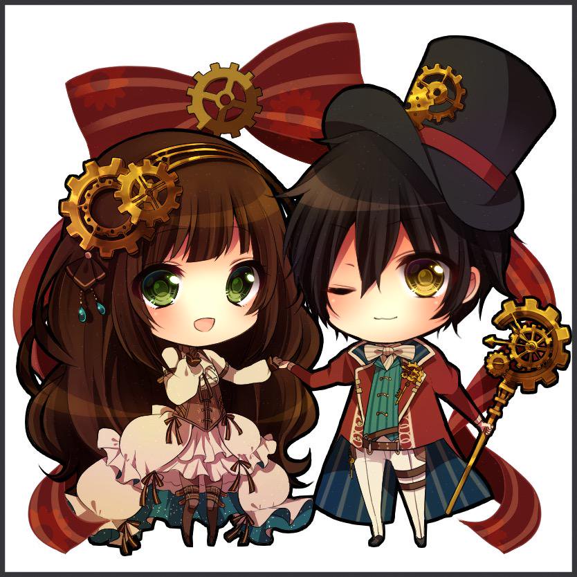 ars&egrave;ne_lupin brown_hair cardia_(code:_realize) code:_realize green_eyes shiroe_rie yellow_eyes