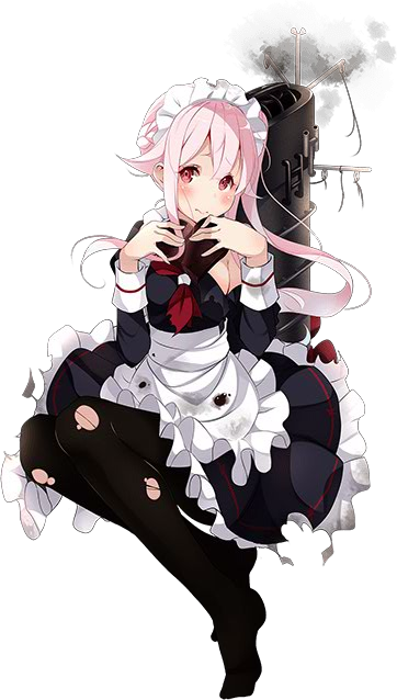 harusame_(kantai_collection) kantai_collection machinery maid official_art torn_clothes