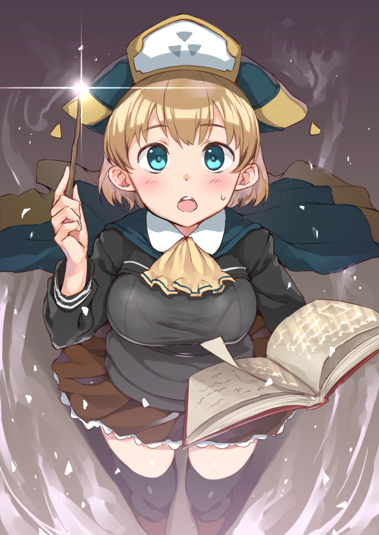 book from_above looking_up magic neo-masterpeacer skirt uniform wand