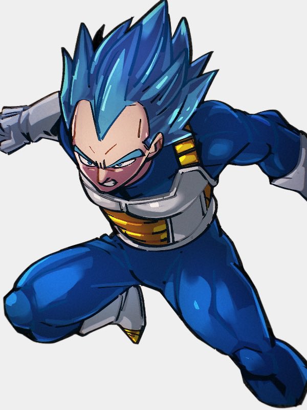 1boy blue_bodysuit blue_hair bodysuit dragon_ball dragon_ball_super gloves grey_background kemachiku male_focus simple_background solo super_saiyan super_saiyan_blue vegeta white_gloves