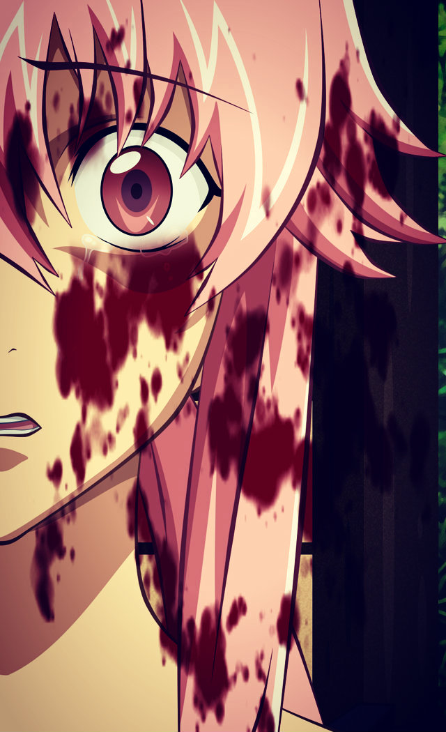 artist_request big_eyes blood blood_on_face gasai_yuno head_only long_hair mirai_nikki open_mouth pink_eyes pink_hair scared simple_background source_request tagme