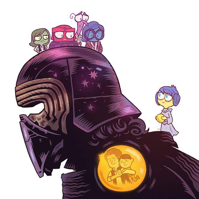 anger_(inside_out) ben_solo black_hair company_connection darth_vader_(cosplay) disgust_(inside_out) disney dual_persona father_and_son fear_(inside_out) han_solo han_solo_(cosplay) helmet inside_out jedi joy_(inside_out) kylo_ren mask parody princess_leia_organa_solo_(cosplay) sadness_(inside_out) star_wars